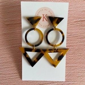 Triangle Tortoiseshell Shapes Dangle Earrings | Handmade